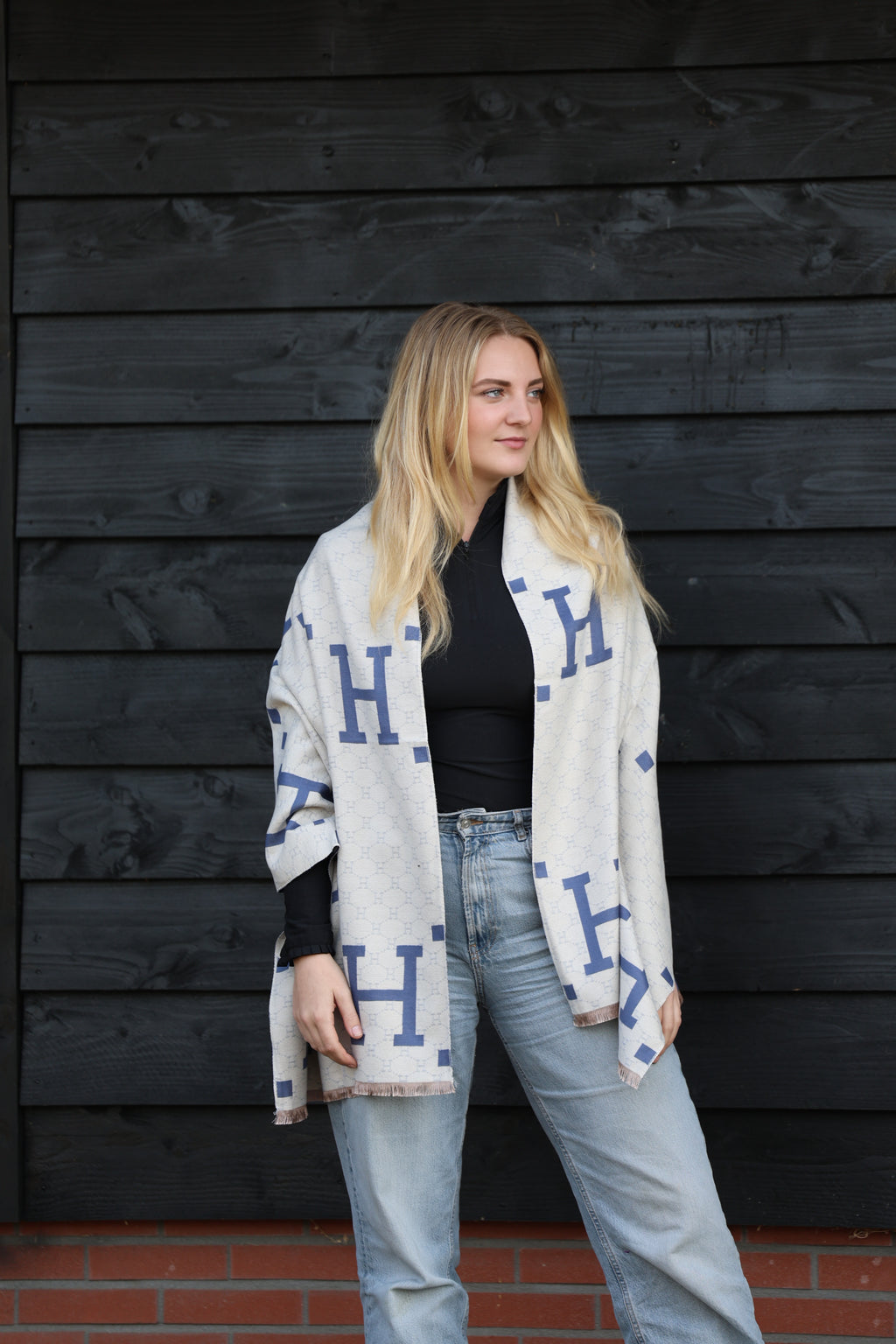 Horses and Lifestyl H Scarf Blue