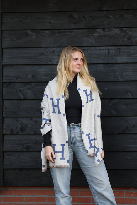 Horses and Lifestyl H Scarf Blue